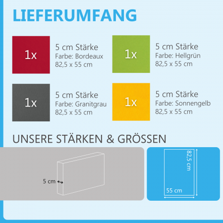 Schallabsorber aus Basotect ® G+ / 4 x Wandbild 82,5x55 cm Akustik Element Schalldämmung (Set 30)