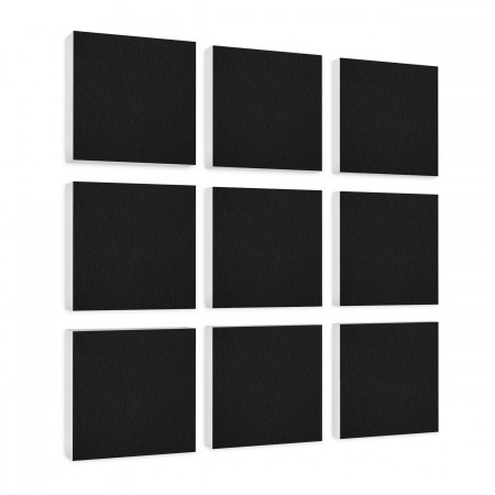 Wandbild Quadrate 9-tlg. Schalldämmung, SCHWARZ - Schallabsorber - Elemente aus Basotect ® G+