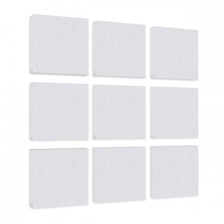 Wall object squares 9 pieces sound insulation, WHITE - sound absorber - elements made of Basotect ® G+