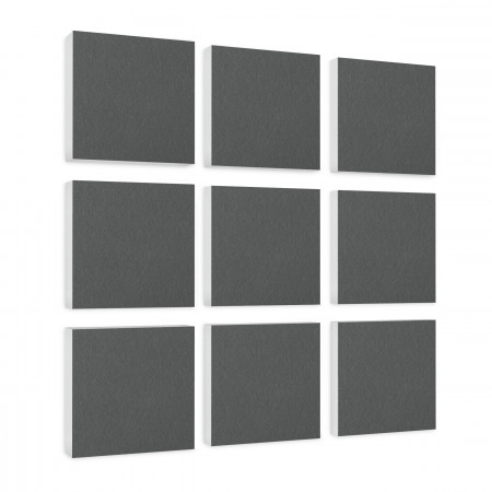 Wall object squares 9 pieces sound insulation, GRANITE GREY - sound absorber - elements made of Basotect ® G+