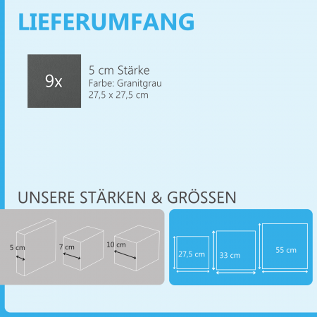 Wandbild Quadrate 9-tlg. Schalldämmung, GRANITGRAU- Schallabsorber - Elemente aus Basotect ® G+