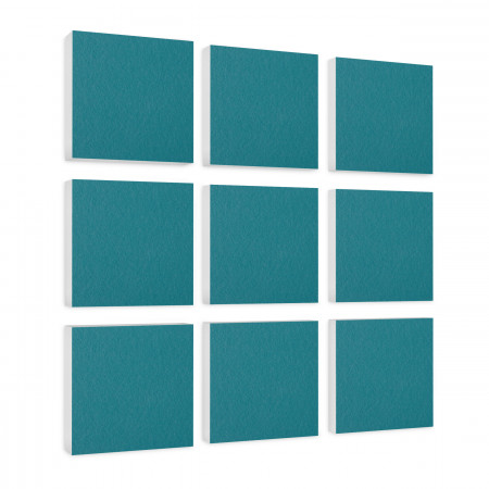 Wandbild Quadrate 9-tlg. Schalldämmung, PETROL- Schallabsorber - Elemente aus Basotect ® G+