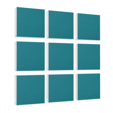 Wall object squares 9 pieces sound insulation, PETROL - sound absorber - elements made of Basotect ® G+