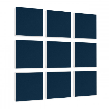 Wall object squares 9 pieces sound insulation, DARK BLUE - sound absorber - elements made of Basotect ® G+