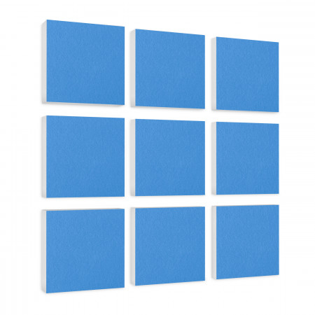 Wall object squares 9 pieces sound insulation, LIGHT BLUE - sound absorber - elements made of Basotect ® G+