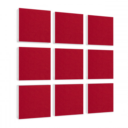 Wall object squares 9 pieces sound insulation, BORDEAUX - sound absorber - elements made of Basotect ® G+