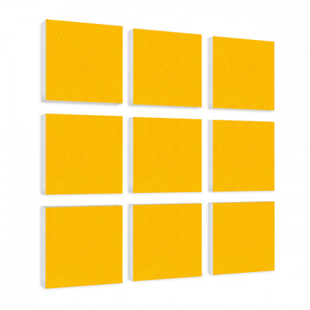 Wandbild Quadrate 9-tlg. Schalldämmung, SONNENGELB- Schallabsorber - Elemente aus Basotect ® G+