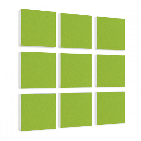 Wall object squares 9 pieces sound insulation, LIGHT GREEN - sound absorber - elements made of Basotect ® G+