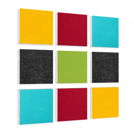 Wall objects squares 9-pcs. sound insulation made of Basotect ® G+ / sound absorber - elements - Set 01