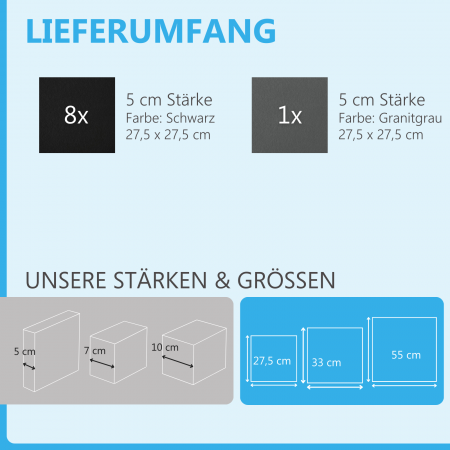 Wandbild Quadrate 9-tlg. Schalldämmung aus Basotect ® G+ / Schallabsorber - Elemente - Set 04