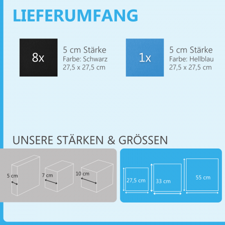 Wandbild Quadrate 9-tlg. Schalldämmung aus Basotect ® G+ / Schallabsorber - Elemente - Set 05