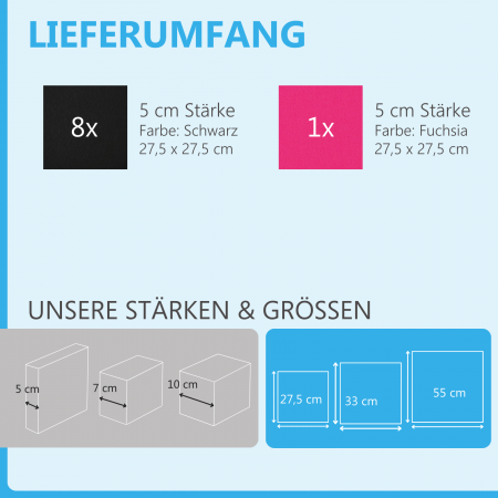 Wandbild Quadrate 9-tlg. Schalldämmung aus Basotect ® G+ / Schallabsorber - Elemente - Set 16