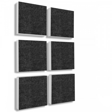 Wandbild Quadrate 6-tlg. Schalldämmung, ANTHRAZIT - Schallabsorber - Elemente aus Basotect ® G+