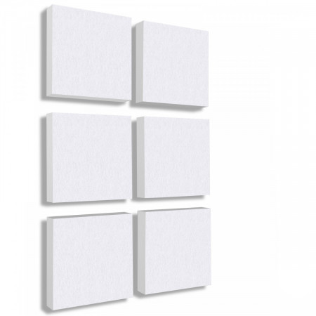 Wandbild Quadrate 6-tlg. Schalldämmung, WEISS - Schallabsorber - Elemente aus Basotect ® G+