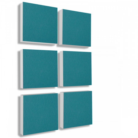 Wandbild Quadrate 6-tlg. Schalldämmung, PETROL - Schallabsorber - Elemente aus Basotect ® G+