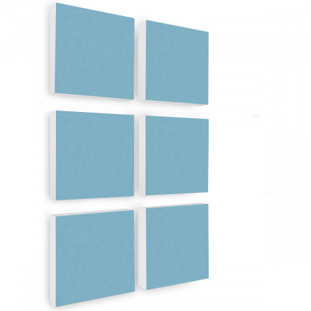 Wandbild Quadrate 6-tlg. Schalldämmung, HELLBLAU - Schallabsorber - Elemente aus Basotect ® G+