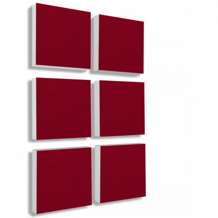 Wandbild Quadrate 6-tlg. Schalldämmung, BORDEAUX - Schallabsorber - Elemente aus Basotect ® G+