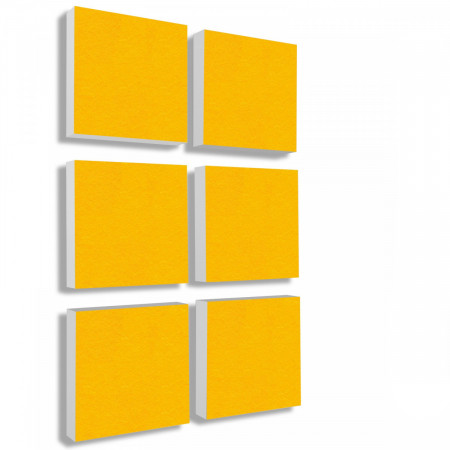 Wandbild Quadrate 6-tlg. Schalldämmung, SONNENGELB - Schallabsorber - Elemente aus Basotect ® G+