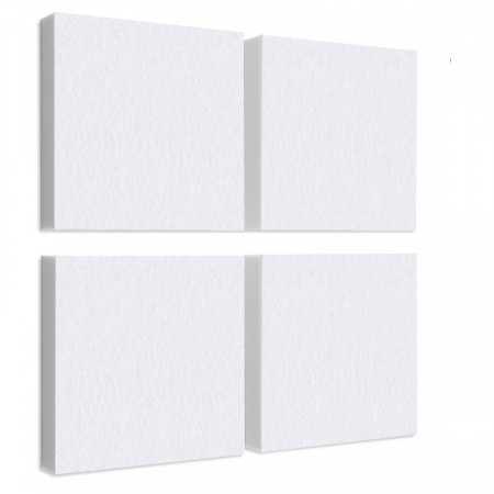 Wandbild Quadrate 4-tlg. Schalldämmung, WEISS - Schallabsorber - Elemente aus Basotect ® G+