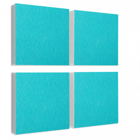 Wandbild Quadrate 4-tlg. Schalldämmung, TÜRKIS - Schallabsorber - Elemente aus Basotect ® G+