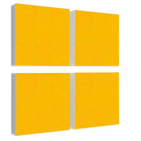 Wandbild Quadrate 4-tlg. Schalldämmung, SONNENGELB - Schallabsorber - Elemente aus Basotect ® G+