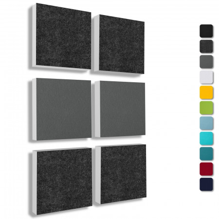 Wandbild Quadrate 6-tlg. Schalldämmung aus Basotect ® G+ / Schallabsorber - Elemente - SET 01