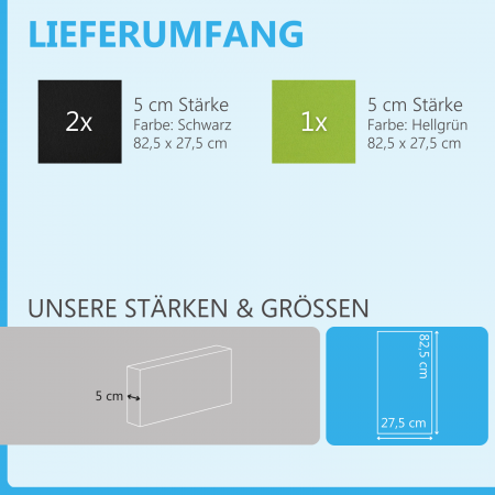 Schallabsorber-Set Colore aus Basotect G+ < 3 Elemente > Schwarz+ Hellgrün