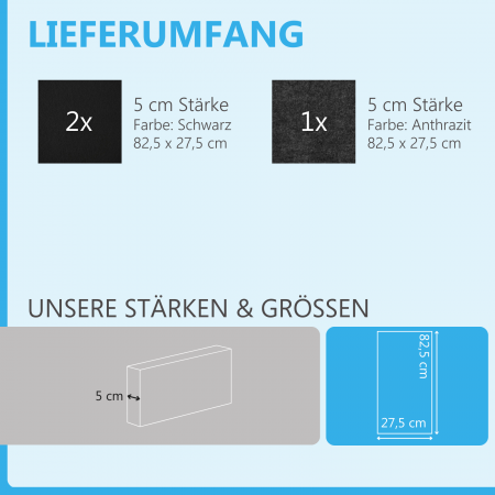 Schallabsorber-Set Colore aus Basotect G+ < 3 Elemente > Schwarz + Anthrazit