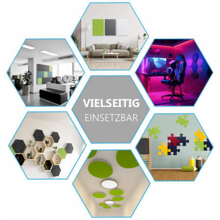 12 Absorber Wabenform aus Basotect ® G+ / &quote;Colore&quote; PETROL BigPack / je 4 Stück 30/50/70mm