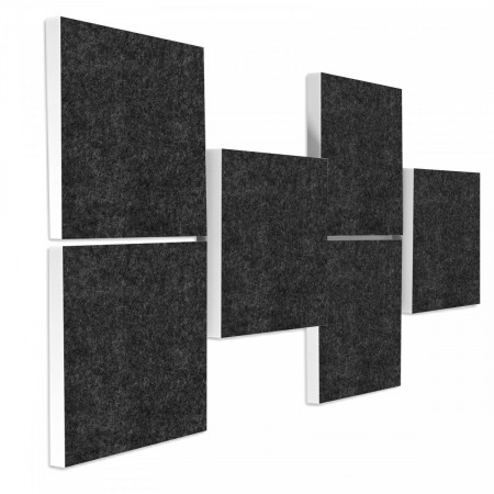 Wandbild Quadrate 3D-Effekt Schalldämmung, ANTHRAZIT - Schallabsorber - Elemente aus Basotect ® G+