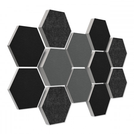 12 honeycomb absorbers made of Basotect ® G+ / Colore MULTICOLOR BigPack SET 003/ 4 each 300 x 300 x 30/50/70mm