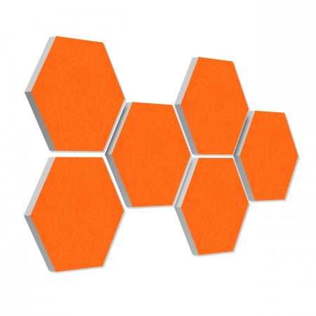 6 absorbers honeycomb shape made of Basotect ® G+ each 300 x 300 x 30mm Colore orange