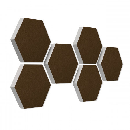 6 absorbers honeycomb shape made of Basotect ® G+ each 300 x 300 x 50mm Colore SCHOKO