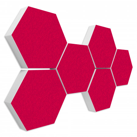 6 absorbers honeycomb shape made of Basotect ® G+ each 300 x 300 x 70mm Colore FUCHSIA