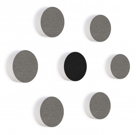 7 Acoustic sound absorbers made of Basotect ® G+ / Circular Colore-Set Granite Grey + Black