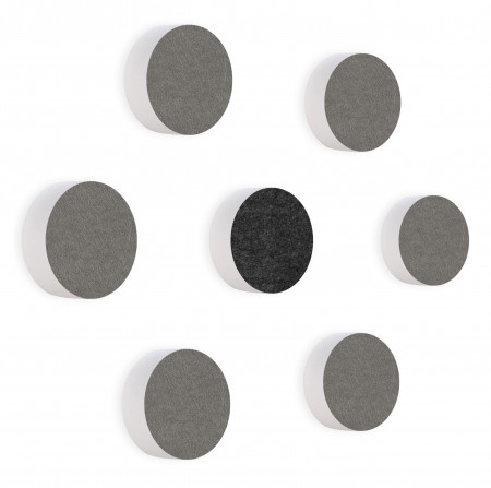 7 Akustik Schallabsorber aus Basotect ® G+ / Kreis Colore-Set Granitgrau + Anthrazit
