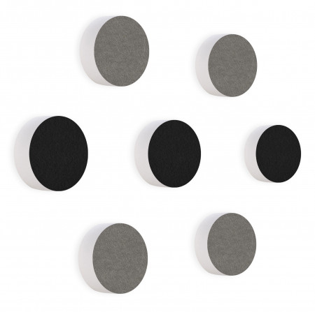 7 Akustik Schallabsorber aus Basotect ® G+ / Kreis Colore-Set Granitgrau + Schwarz