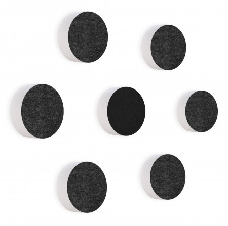 7 Acoustic sound absorbers made of Basotect ® G+ / Circular Colore-Set Anthracite + Black