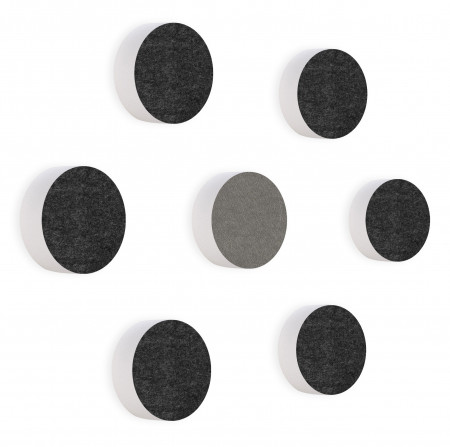 7 Akustik Schallabsorber aus Basotect ® G+ / Kreis Colore-Set Anthrazit + Granitgrau