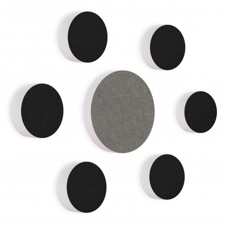 7 Akustik Schallabsorber aus Basotect ® G+ / Kreis Colore-Set Schwarz + Granitgrau