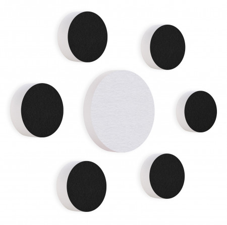 7 Akustik Schallabsorber aus Basotect ® G+ / Kreis Colore-Set Schwarz + Weiß