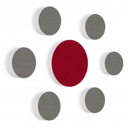 7 Acoustic sound absorbers made of Basotect ® G+ / Circular Colore-Set granite grey + bordeaux