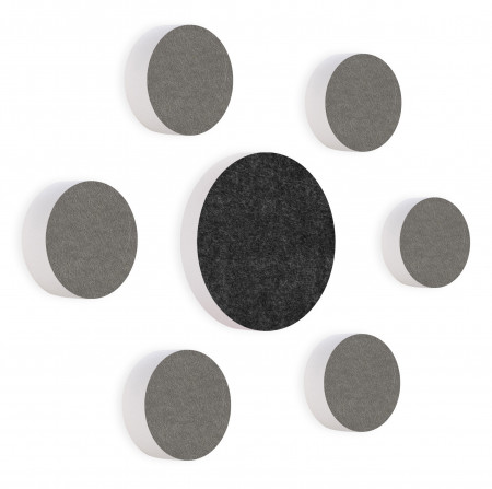 7 Akustik Schallabsorber aus Basotect ® G+ / Kreis Colore-Set Granitgrau + Anthrazit