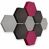 Edition &quote;LOFT&quote; Honeycomb - 9 absorbers made of Basotect ® - Colour: Platinum + Anthracite + Crimson