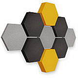 Edition &quote;LOFT&quote; Honeycomb - 9 absorbers made of Basotect ® - Colour: Platinum + Anthracite + Bibo