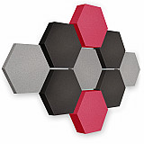 Edition &quote;LOFT&quote; Honeycomb - 9 Absorber aus Basotect ® - Farbe: Platinum + Anthracite + Magenta