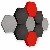 Edition &quote;LOFT&quote; Honeycomb - 9 absorbers made of Basotect ® - Colour: Platinum + Anthracite + Red Pepper