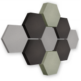 Edition &quote;LOFT&quote; Honeycomb - 9 Absorber aus Basotect ® - Farbe: Platinum + Anthracite + Denim