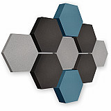 Edition &quote;LOFT&quote; Honeycomb - 9 absorbers made of Basotect ® - Colour: Platinum + Anthracite + Maritim