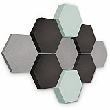 Edition &quote;LOFT&quote; Honeycomb - 9 Absorber aus Basotect ® - Farbe: Platinum + Anthracite + Aqua